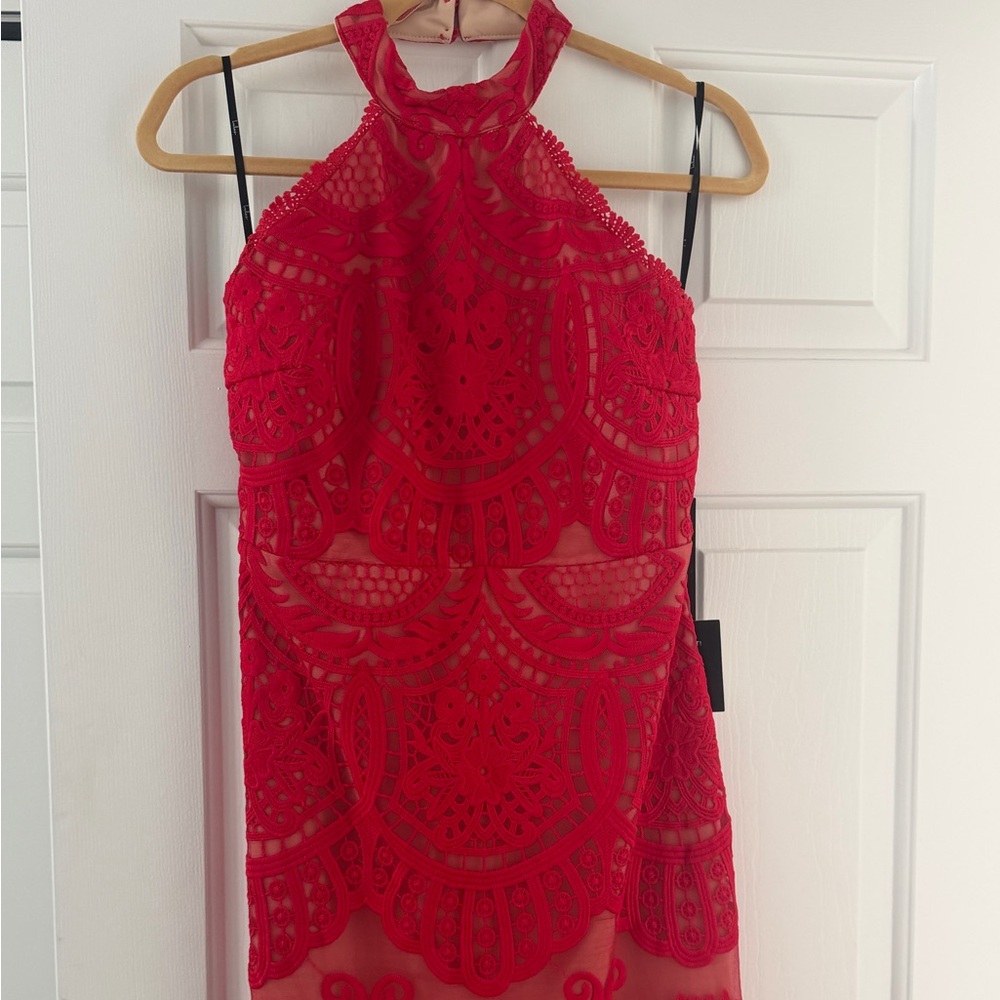 Lulu's Vibrant Red Strapless Dress